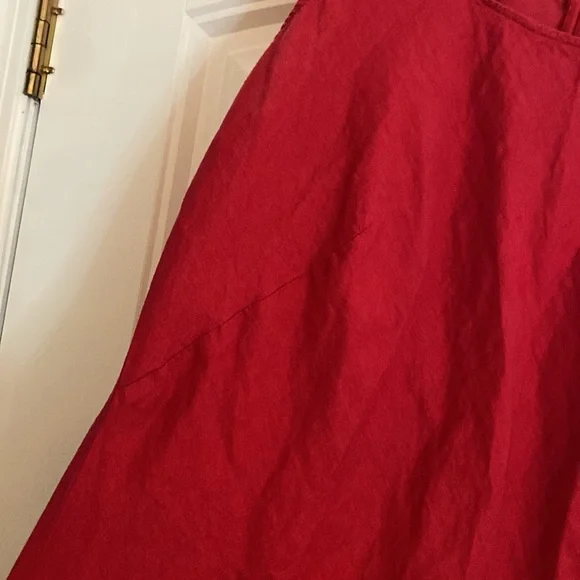 Spiegel 100% Linen (Flax) Cranberry Red long zippered tailored dress flaws pic 3 - Picture 4 of 15
